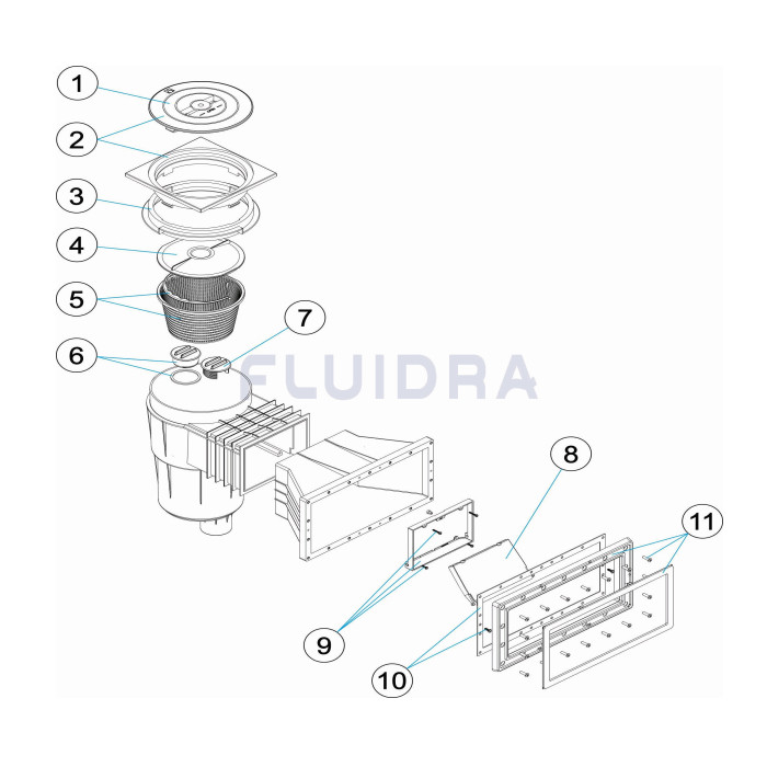 Astral Pool Skimmer Breitmaulskimmer 435mm 17,5L Einbauskimmer